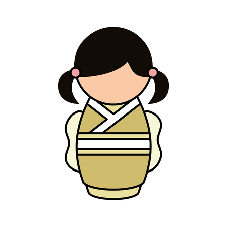 cute japanese doll icon vector illustration designのイラスト素材