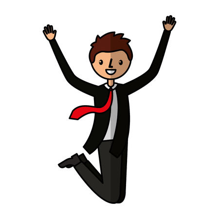 businessman jumping avatar character vector illustration designのイラスト素材