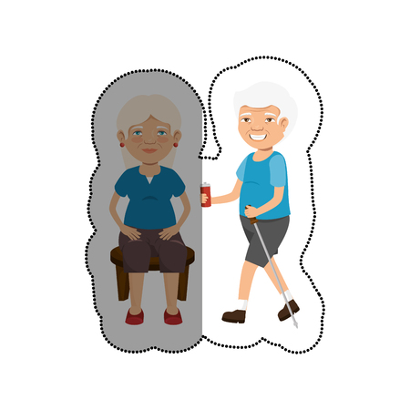 grandparents character with sport clothes vector illustration designのイラスト素材