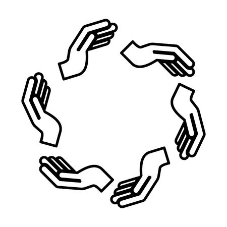 hands human around silhouette isolated icon vector illustration designのイラスト素材