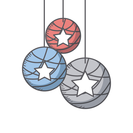 decorative balls with stars icon over white background. usa independence day cocnept.  colorful design. vector illustrationのイラスト素材