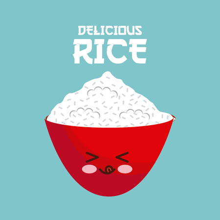 bowl with rice icon over blue backgorund. colorful design. vector illustrationのイラスト素材