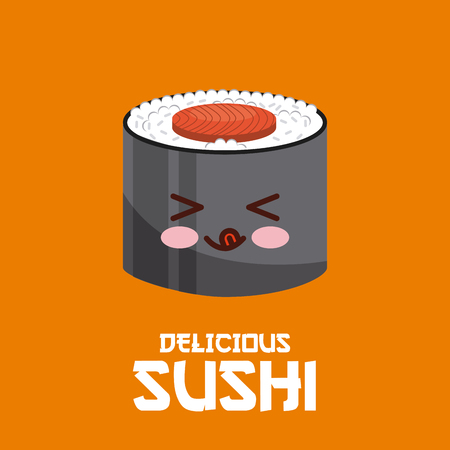 sushi icon over orange background. colorful design. vector illustrationのイラスト素材