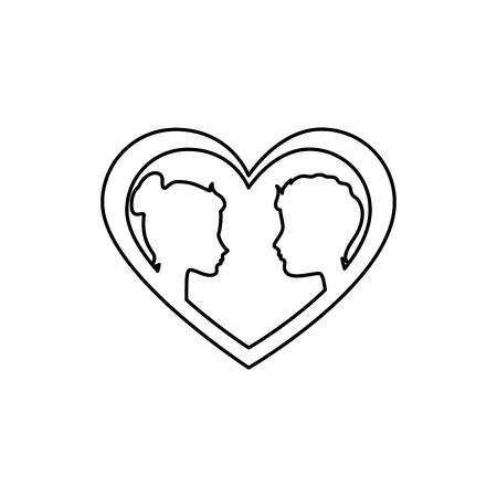 couple heads love card vector illustration designのイラスト素材