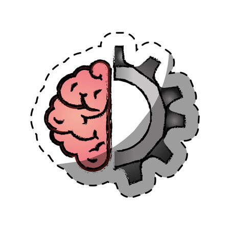 brain human with gear creative icon vector illustration designのイラスト素材