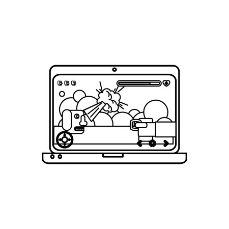 Computer laptop with video game icon vector illustration designのイラスト素材