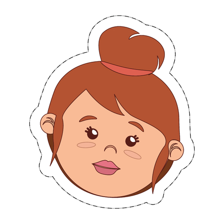 woman face cartoon icon over white background. colorful design. vector illustrationのイラスト素材