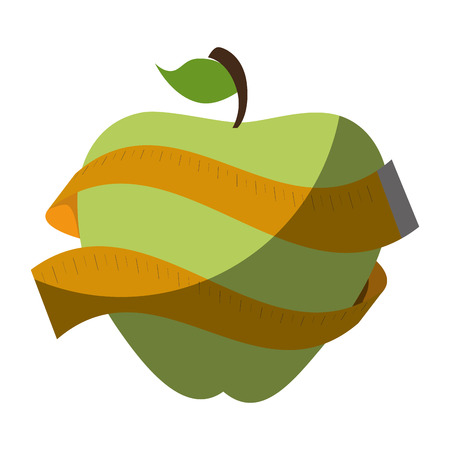 apple with tape measure icon vector illustration designのイラスト素材