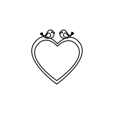 love card with heart and birds vector illustration designのイラスト素材