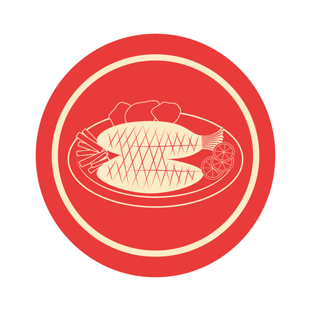In red Creative fish sea food vector illustration designのイラスト素材