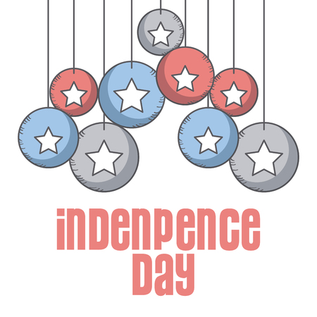 USA independence day card with decorative balls hanging.のイラスト素材