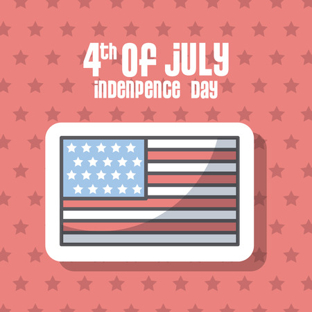 usa indepence day card with flag icon over red background. colorful design. vector illustrationのイラスト素材