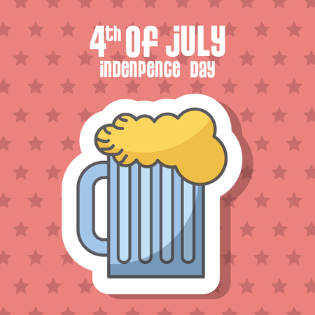 usa indepence day card with beer jar icon over red background. colorful design. vector illustrationのイラスト素材