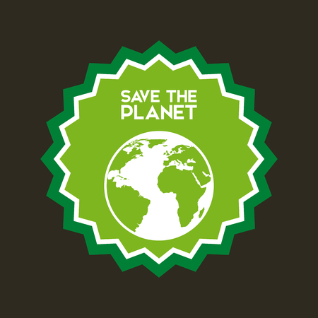 Seal stamp with earth planet icon colorful design illustration.のイラスト素材