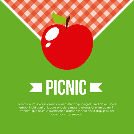 infographic presentation of picnic with apple icon over green background. colorful design. vector illustrationのイラスト素材