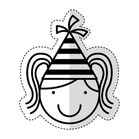 cute little girl with hat party character vector illustration designのイラスト素材