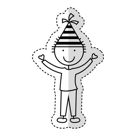 cute little boy with hat party character vector illustration designのイラスト素材