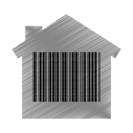 house with bar code isolated icon vector illustration designのイラスト素材