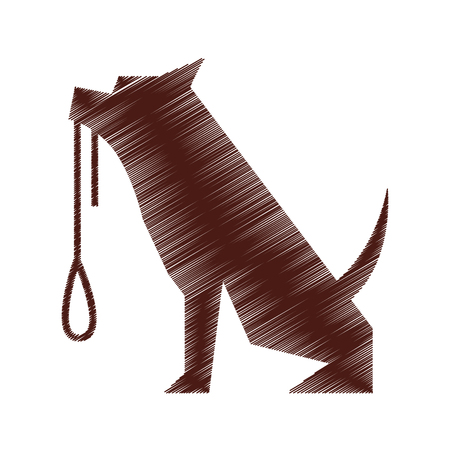 pet dog mascot with necklace silhouette vector illustration designのイラスト素材
