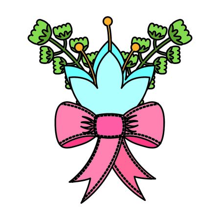 floral frame with bow decorative icon vector illustration designのイラスト素材