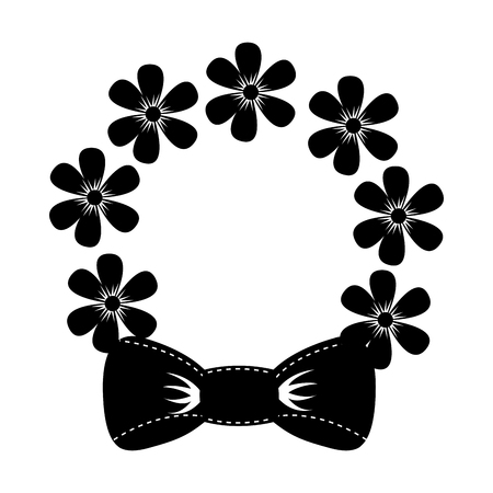 floral frame with bow decorative icon vector illustration designのイラスト素材