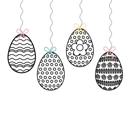 easter eggs hanging icon over white background. colorful design. vector illustrationのイラスト素材