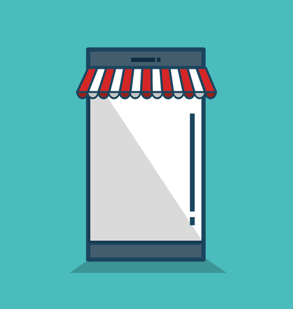 smartphone device with parasol isolated icon vector illustration designのイラスト素材