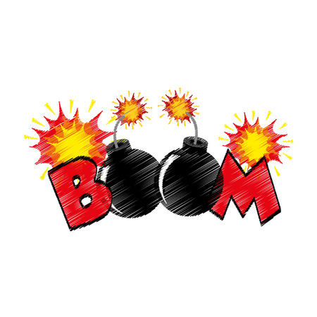 boom explosive pop art style vector illustration designのイラスト素材
