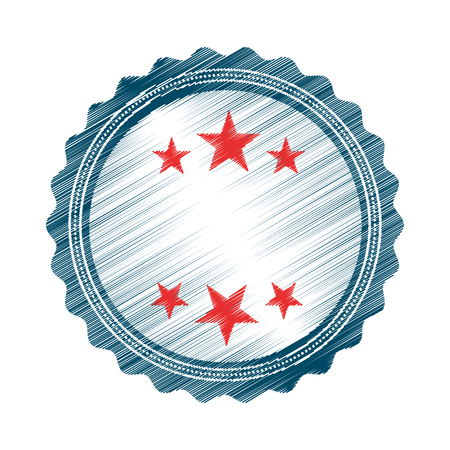circle seal stamp with stars vector illustration designのイラスト素材