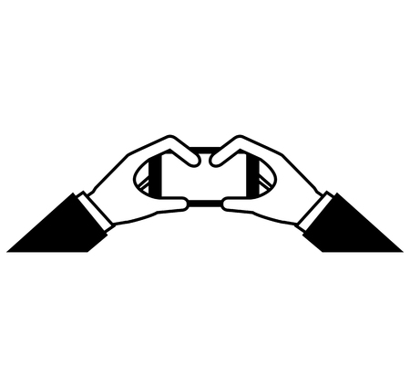 hands user smartphone icon vector illustration designのイラスト素材