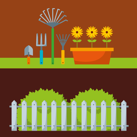 beautiful garden flat icons vector illustration designのイラスト素材