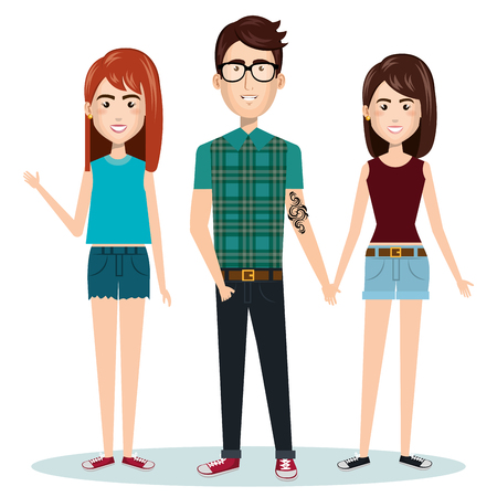 young people style characters vector illustration designのイラスト素材