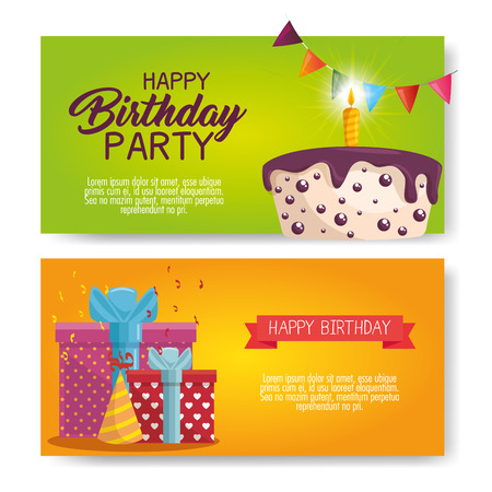 happy birthday cake card vector illustration designのイラスト素材