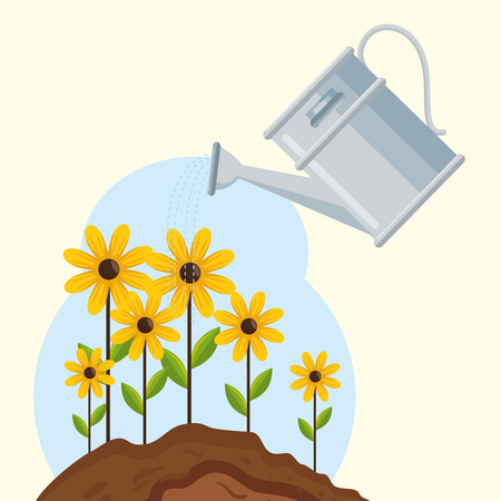 cute garden plants cultive vector illustration designのイラスト素材