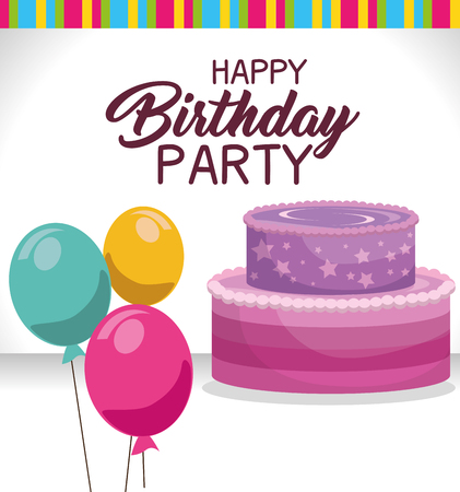 happy birthday cake card vector illustration designのイラスト素材