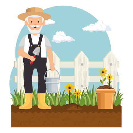gardener avatar character icon vector illustration designのイラスト素材