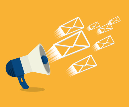 megaphone with envelopes isolated icon vector illustration designのイラスト素材