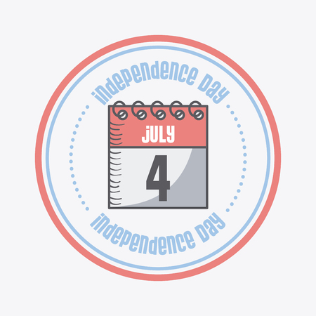 seal stamp with calendar icon over white background. usa indepence day concept. colorful design. vector illustrationのイラスト素材