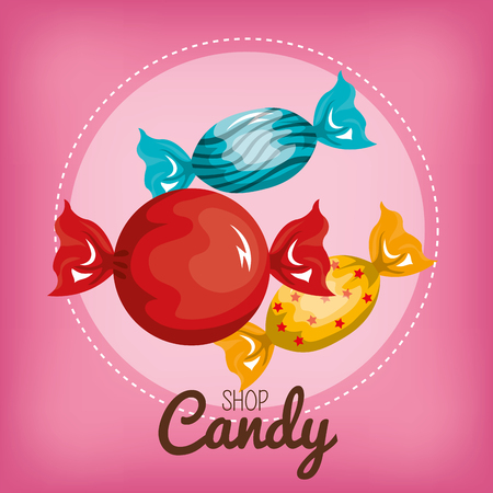 three candy with pink background vector illustration eps 10のイラスト素材