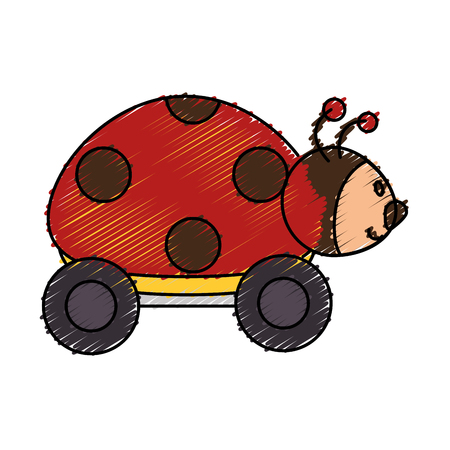 ladybug with wheels toy vector illustration designのイラスト素材
