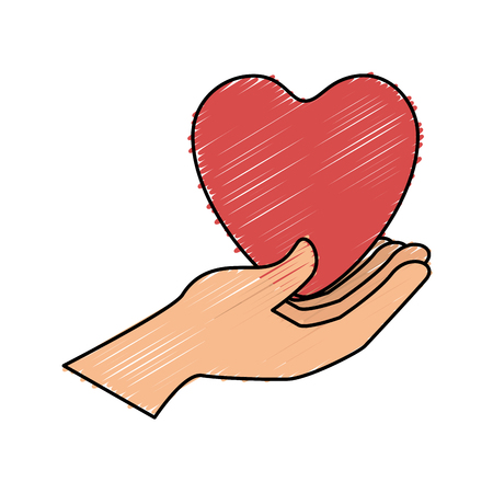 hand human with heart vector illustration designのイラスト素材