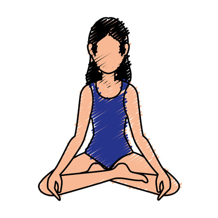 Woman practicing yoga character vector illustration designのイラスト素材