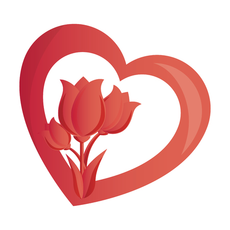 heart with roses love card isolated icon vector illustration designのイラスト素材