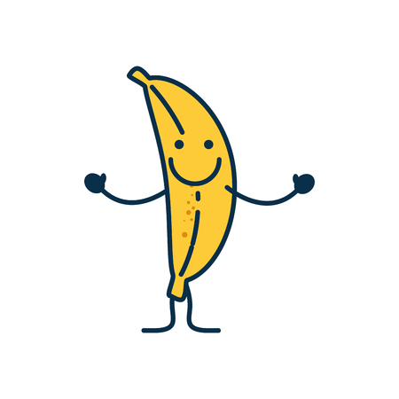 Happy banana fruit icon over white background. colorful design. vector illustrationのイラスト素材