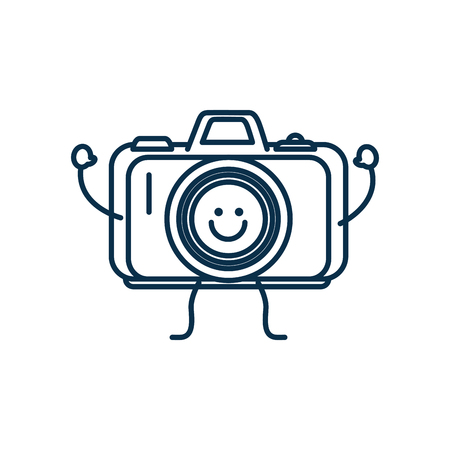 Happy camera icon over white background. vector illustrationのイラスト素材