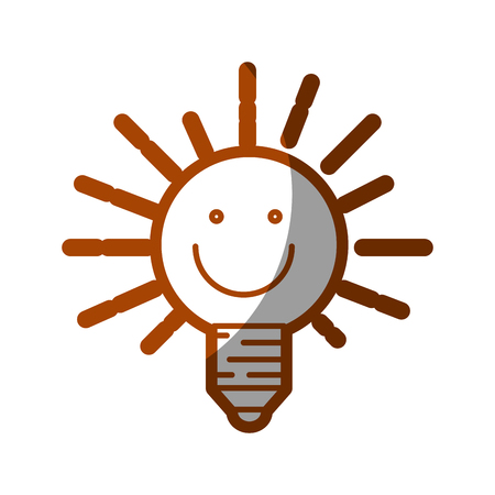 Happy bulb light cartoon icon over white background. vector illustrationのイラスト素材