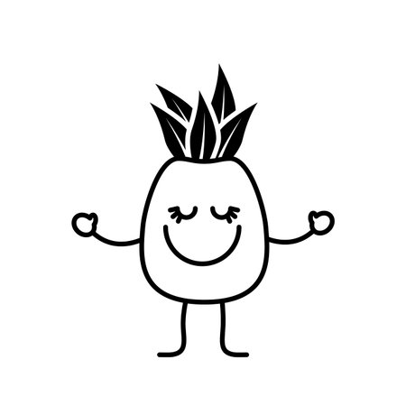 Happy pineapple fruit icon.のイラスト素材