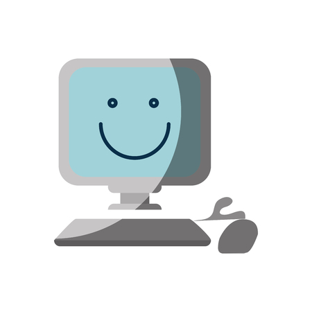 Happy computer cartoon icon.のイラスト素材