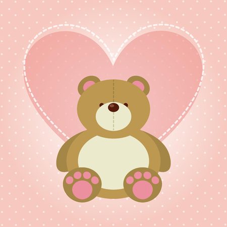 cute bear and heart icon over pink background. vector illustrationのイラスト素材