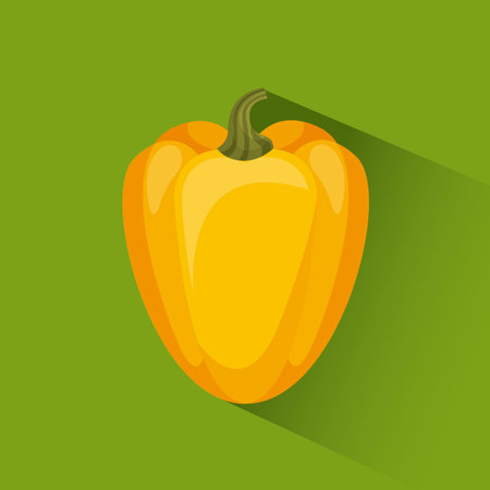 yellow pepper vegetable food icon over green background. vector illustrationのイラスト素材